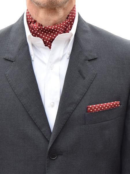 The Dapper Cravat Burgundy & Cream Polka Dot Cravat & Handkerchief