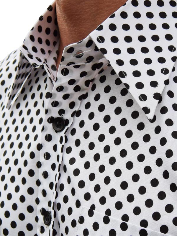 Chenaski White & Black Polka Dot Shirt