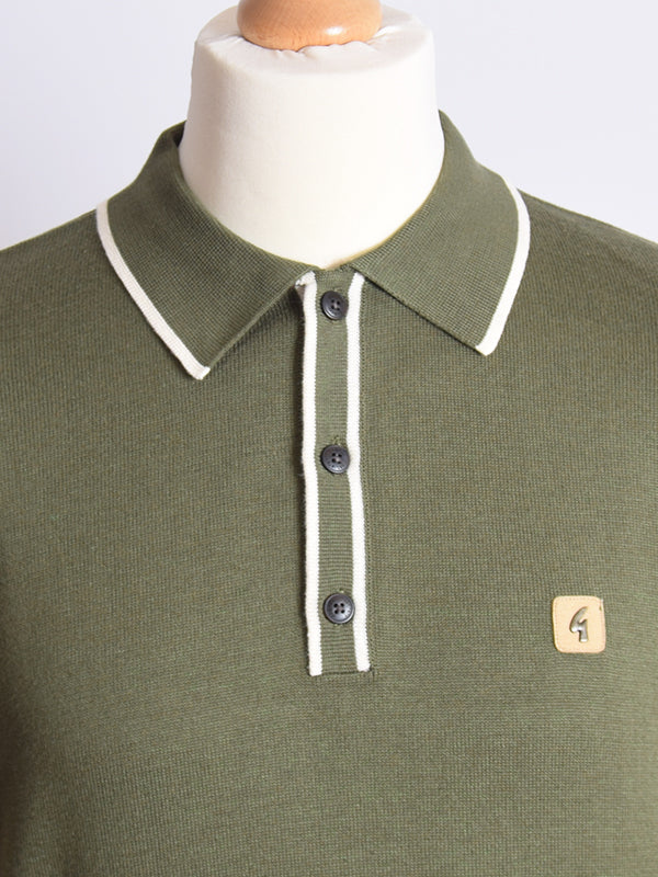 Gabicci Vintage Olive Tipped Polo Shirt