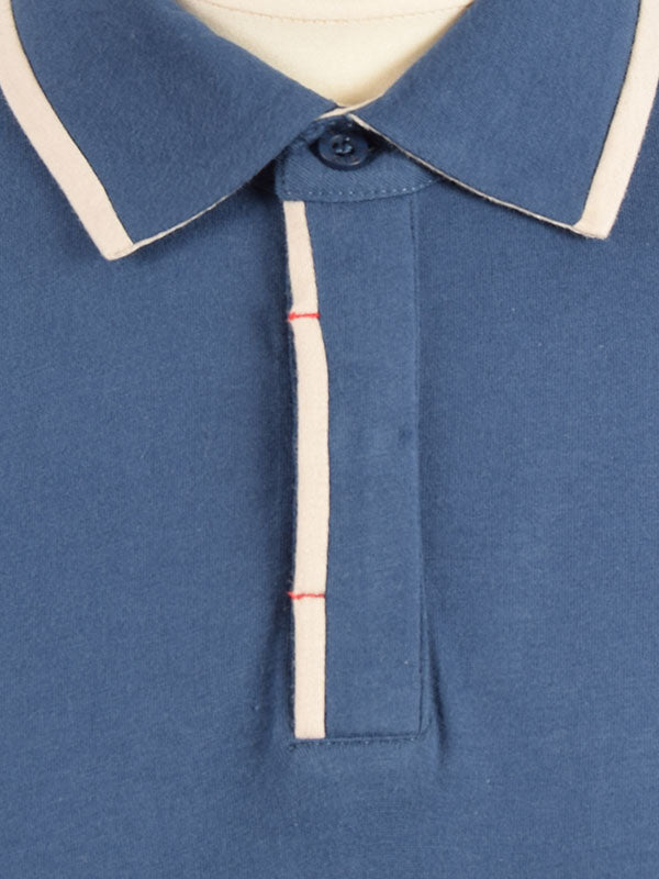 Merc Navy Contrast Tipped Polo
