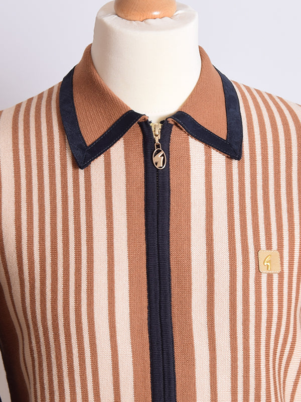 Gabicci Vintage Navy Front Stripe Zip Cardigan