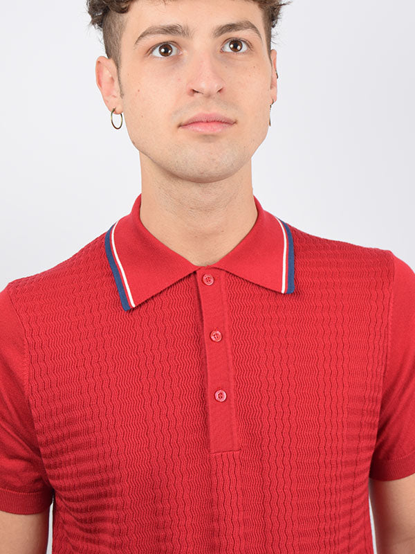 Art Gallery Red Tipped Textured Polo