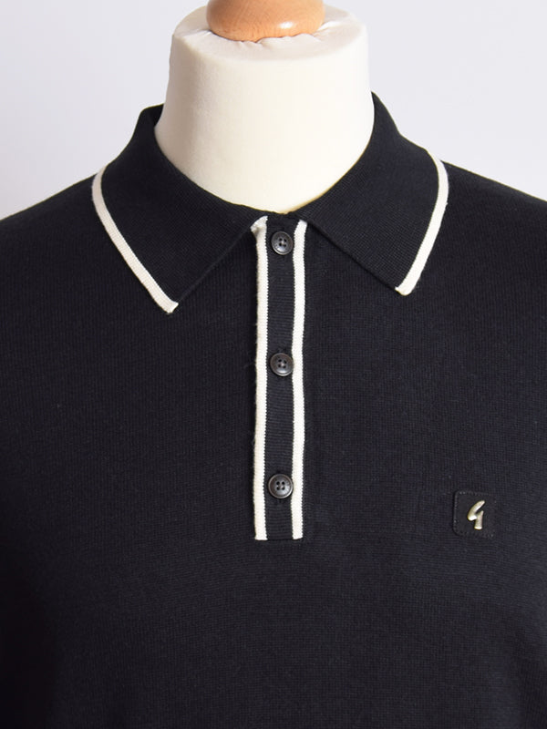 Gabicci Vintage Black Tipped Polo Shirt