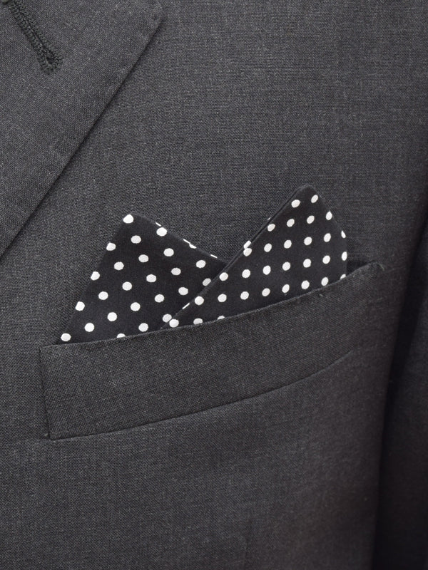 The Dapper Cravat Black & White Polka Dot Cravat & Handkerchief