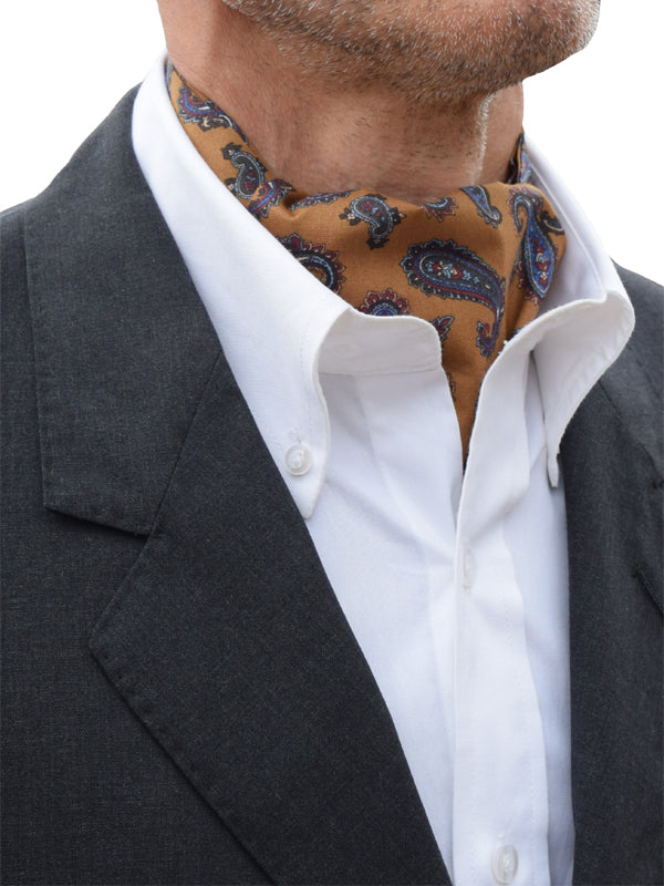 The Dapper Cravat Brown & Blue Paisley Cravat & Handkerchief