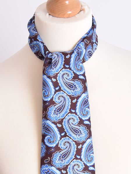 Soho Scarves Chocolate & Blue Paisley Silk  Aviator Scarf