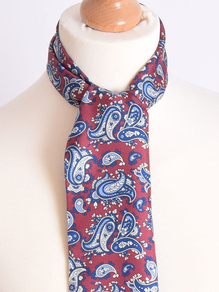 Soho Scarves Burgundy & Navy Paisley Silk  Aviator Scarf