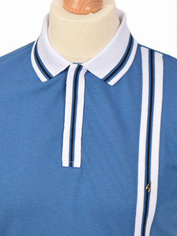 Gabicci Vintage Mid Blue Tipped Polo Shirt