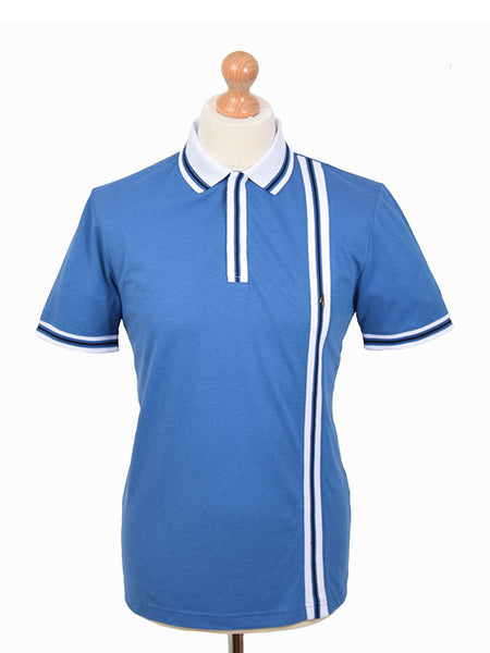 Gabicci Vintage Mid Blue Tipped Polo Shirt