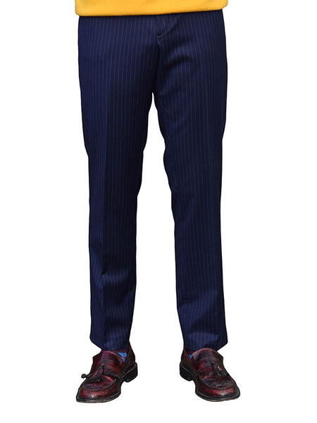 Get Up Navy Pinstripe Slim Fit Trousers