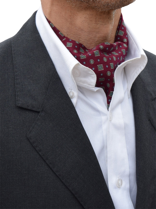 The Dapper Cravat Maroon Squares & Spots Cravat & Handkerchief