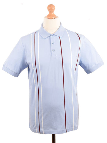 Merc Sky Blue Striped Polo Shirt