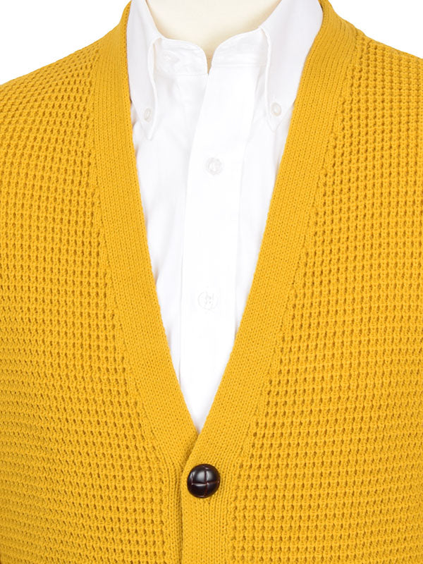 Relco Mustard Waffle Knit Cardigan