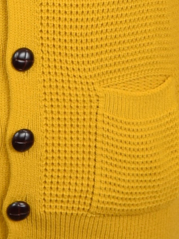 Relco Mustard Waffle Knit Cardigan