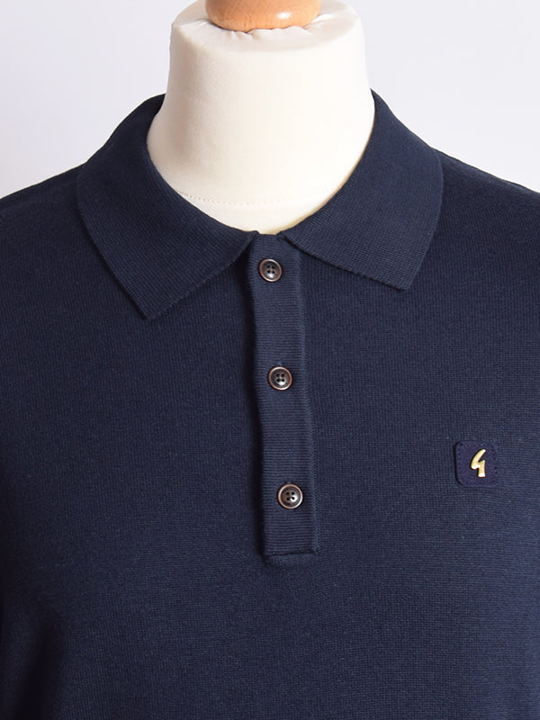 Gabicci Vintage Navy Long Sleeve Polo Shirt