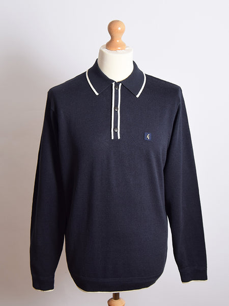 Gabicci Vintage Navy Tipped Polo Shirt