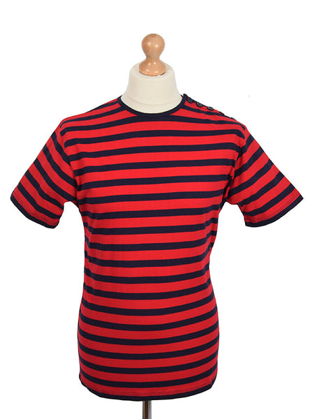 Pop Boutique Red & Navy Striped Short Sleeve Breton