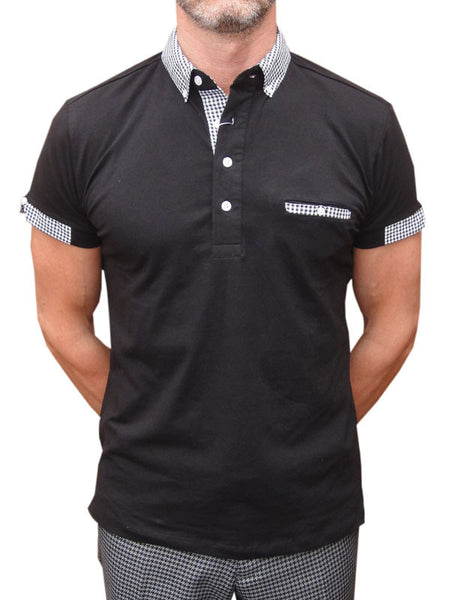 Relco Black Gingham Polo Shirt