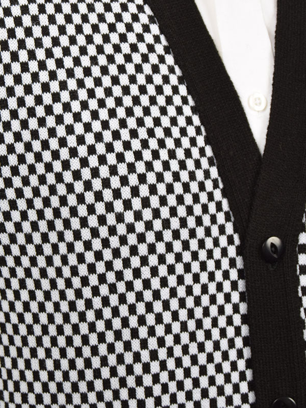 Relco Black & White Chequerboard Cardigan