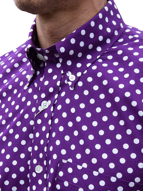 Relco Purple & White Polka Dot Shirt