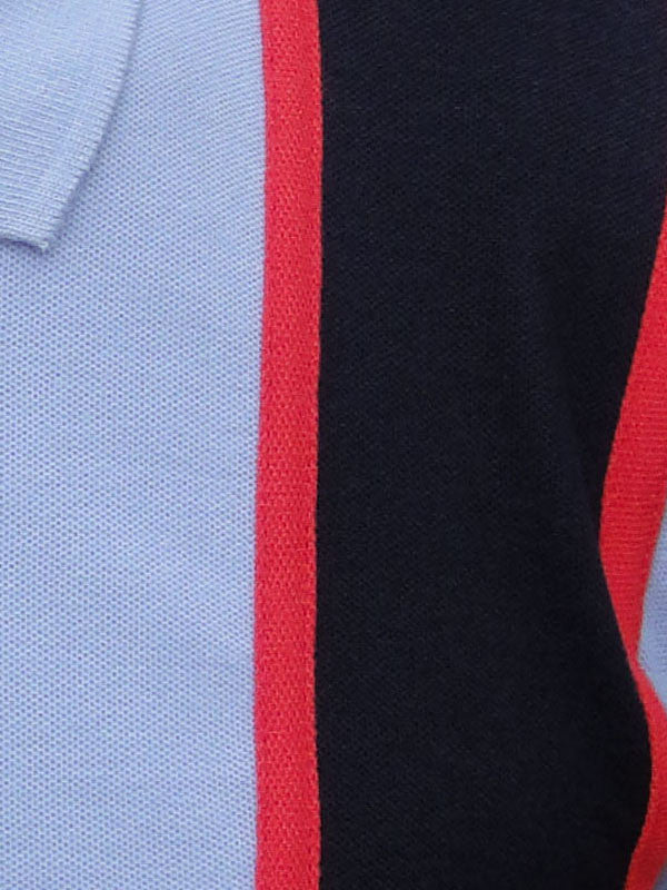 Relco Sky Blue Red & Navy Striped Polo Shirt