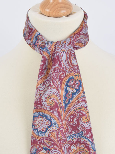 Soho Scarves Burgundy Blue & Orange Paisley Contrast Scarf