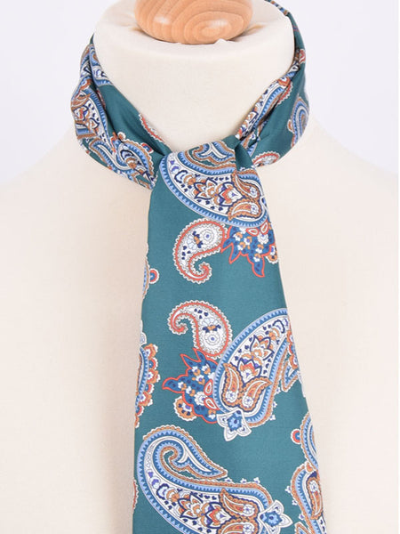 Soho Scarves Green Blue & Gold Paisley Scarf