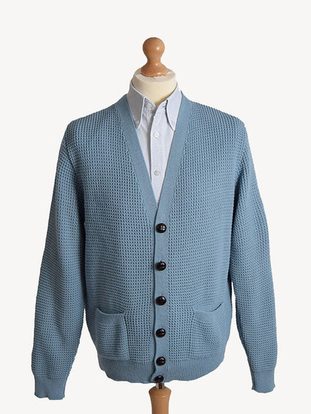 Relco Teal Blue Waffle Knit Cardigan