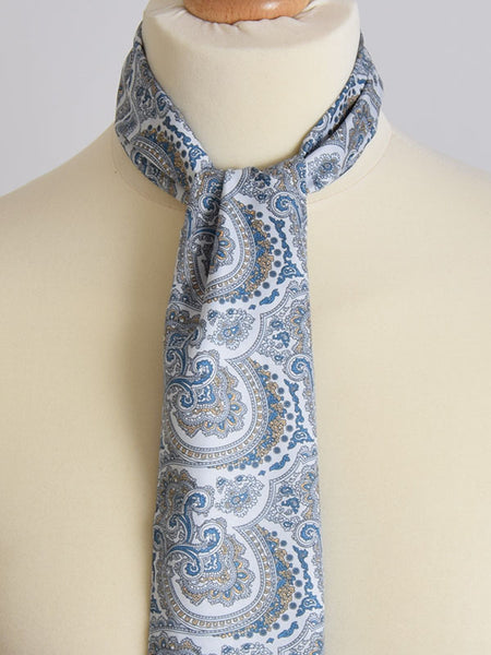 Soho Scarves White Blue & Gold Paisley Scarf